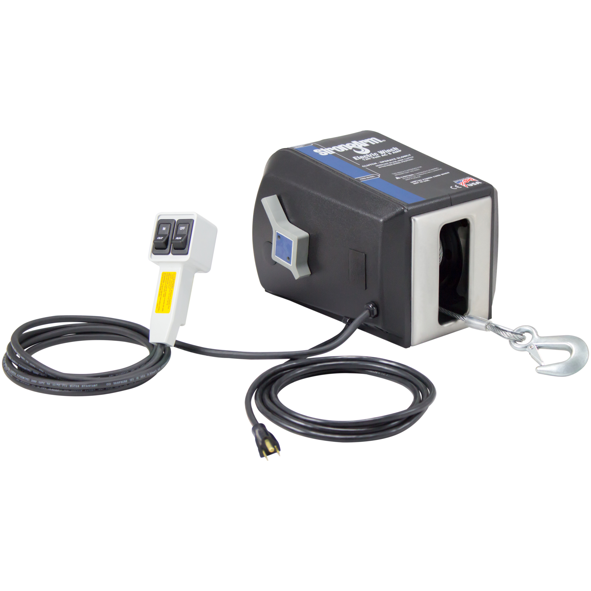 Dutton-Lainson StrongArm 120 Volt AC Powered Electric Winch with Remote, 2700-Lb. Capacity, Galvanized Aircraft Cable, Model# SA9015AC